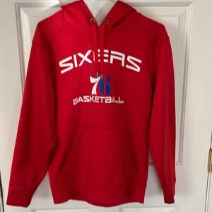 76ers Red hoodie material is vibrant no fading.